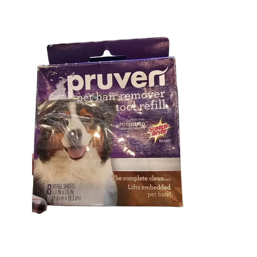 Pruven Scotch Brite Upholstery Pet Hair Remover Tool +3 Refill Sheets Dog Cat